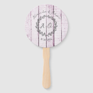 Magenta Rustic Monogram Wedding Favor Hand Fan