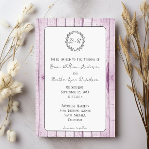 Magenta Rustic Monogram Wedding Invitation