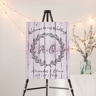 Magenta Rustic Monogram Wedding Welcome Sign