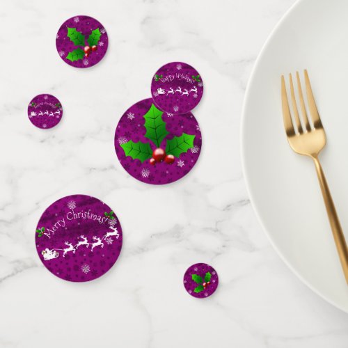 Magenta Santas Sleigh and Reindeer Table Confetti