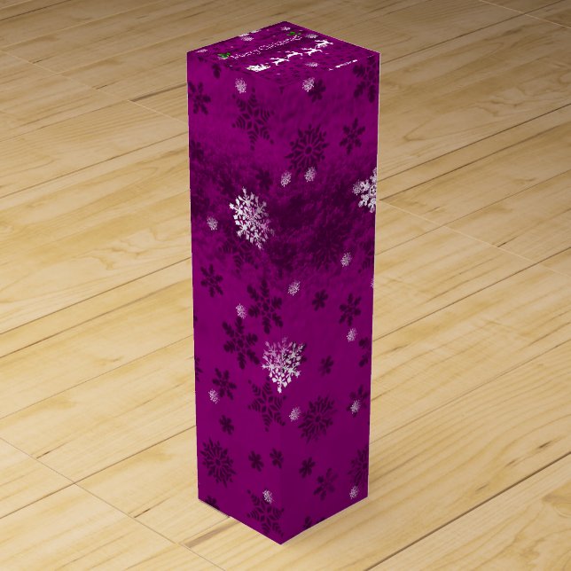 Magenta Santa's Sleigh and Reindeer Wine Gift Box (Front)