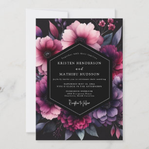 Magenta Shadow Bloom Wedding Invitation