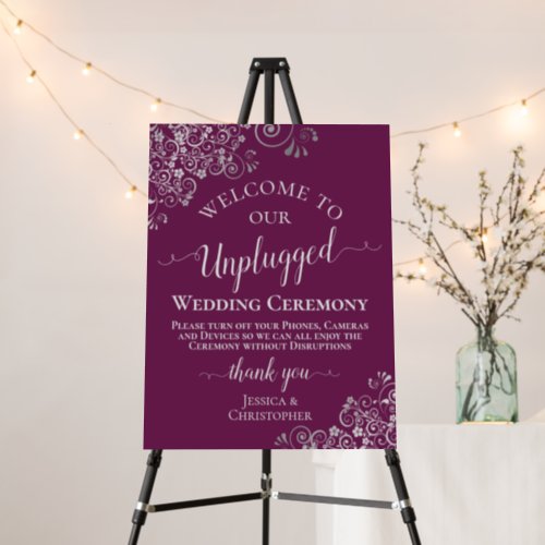 Magenta  Silver Lacy Unplugged Wedding Ceremony Foam Board