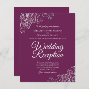 Magenta & Silver Wedding Reception BUDGET Invite
