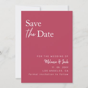Magenta Simple Calligraphy Photo Save The Date