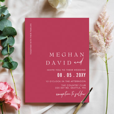 Magenta Simple Elegant Modern Wedding Invitation