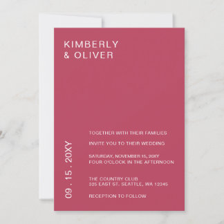 Magenta Simple Elegant Modern Wedding Invitation