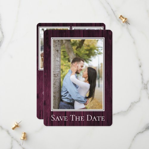 Magenta Simple Rustic Photo Save The Date