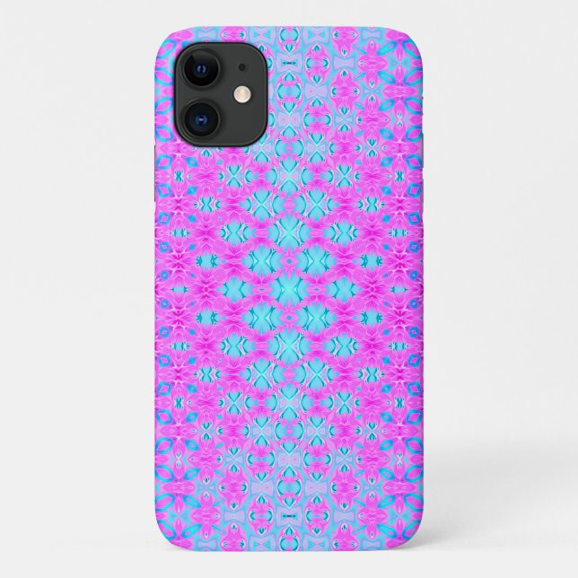 Magenta, Sky Blue, and Navy Retro Geometric Case-Mate iPhone Case (Back)