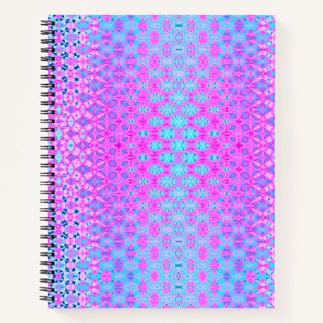 Magenta, Sky Blue, and Navy Retro Geometric Notebook (Front)