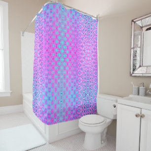 Magenta, Sky Blue, and Navy Retro Geometric Shower Curtain