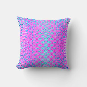 Magenta, Sky Blue, and Navy Retro Geometric Throw Pillow