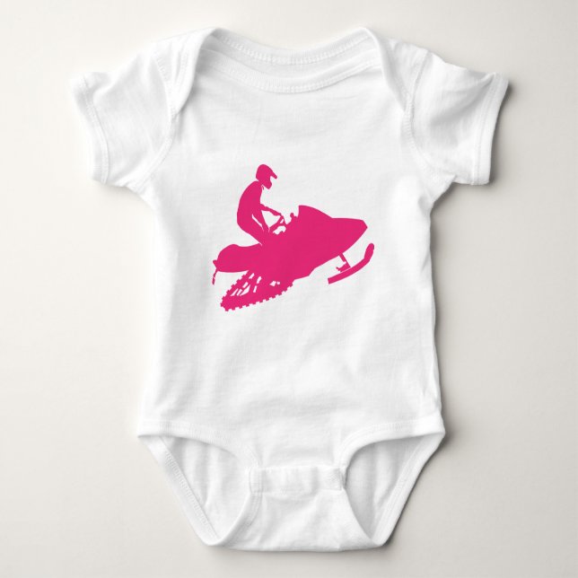 Magenta-Snowmobiler Baby Bodysuit (Front)