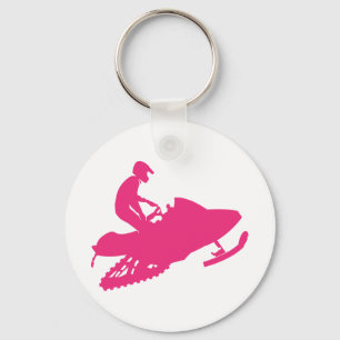 Magenta-Snowmobiler Keychain