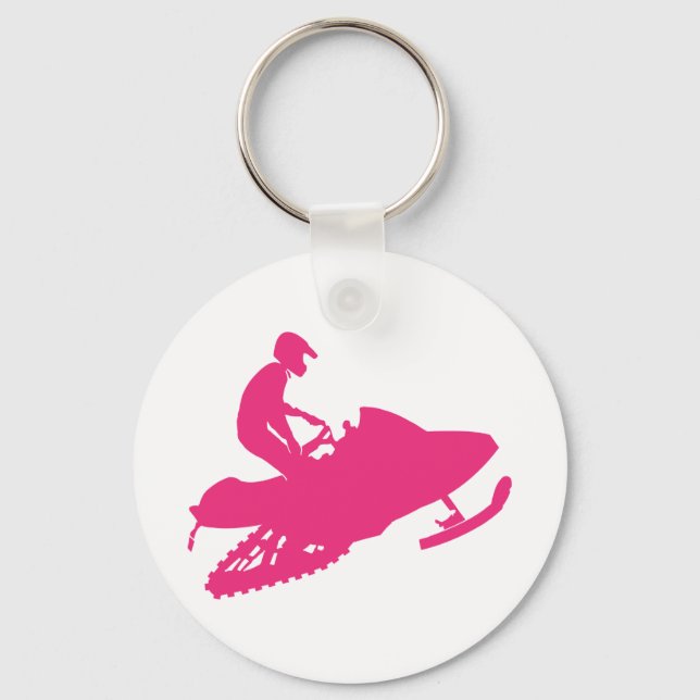 Magenta-Snowmobiler Keychain (Front)