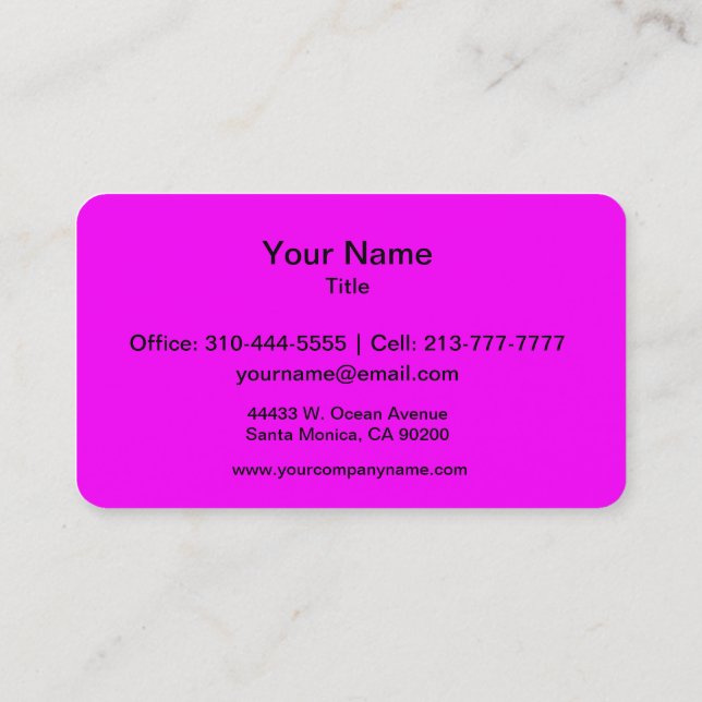 Magenta Solid Color Business Card (Back)