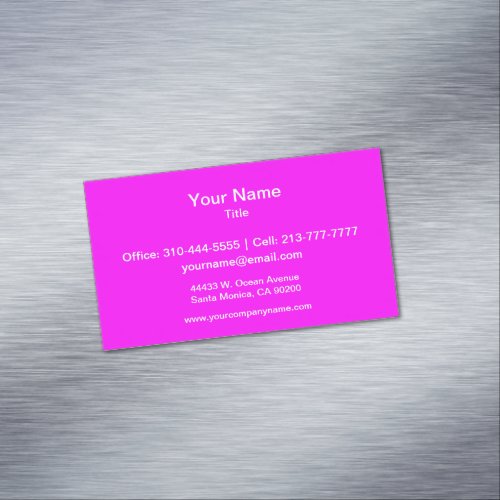 Magenta Solid Color Magnetic Business Card