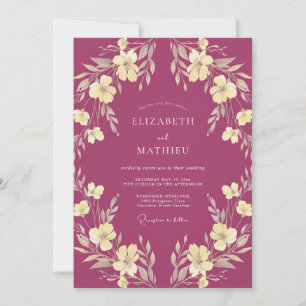 Magenta Sophisticated Nature Wedding Invitation