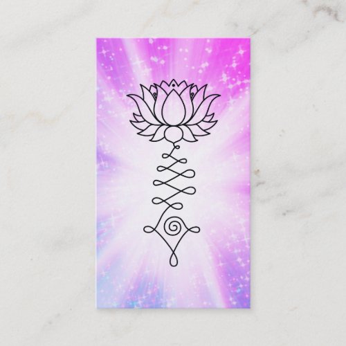   Magenta Sparkles Lotus Reiki Healing Energy Business Card
