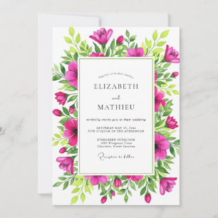 Magenta Spirited Botanical Wedding Invitation