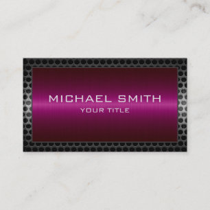 Magenta Stainless Steel Modern Metal Border Business Card
