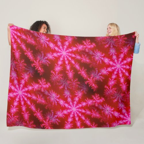 Magenta Starburst Mandelbrot Psychedelic Fractal Fleece Blanket