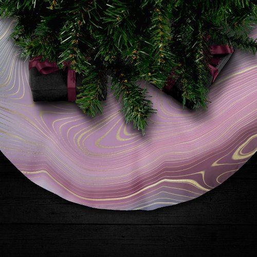 Magenta Strata  Mauve Pink and Muted Purple Agate Brushed Polyester Tree Skirt