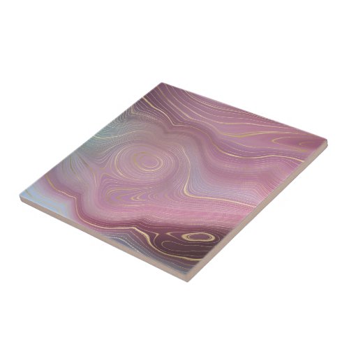 Magenta Strata  Mauve Pink and Muted Purple Agate Ceramic Tile
