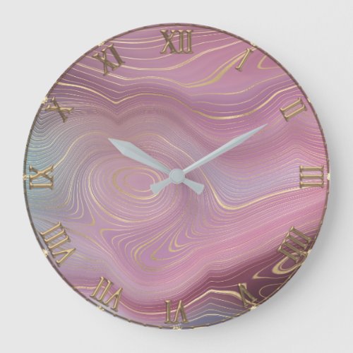 Magenta Strata  Mauve Pink and Muted Purple Agate Large Clock