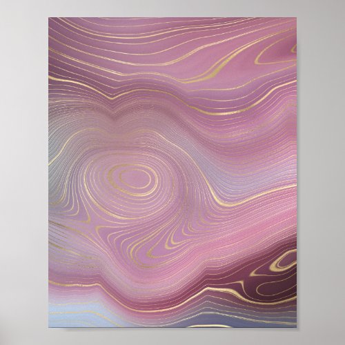 Magenta Strata  Mauve Pink and Muted Purple Agate Poster