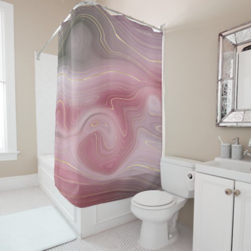 Magenta Strata  Mauve Pink and Muted Purple Agate Shower Curtain
