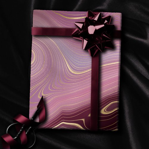 Magenta Strata  Mauve Pink and Muted Purple Agate Wrapping Paper