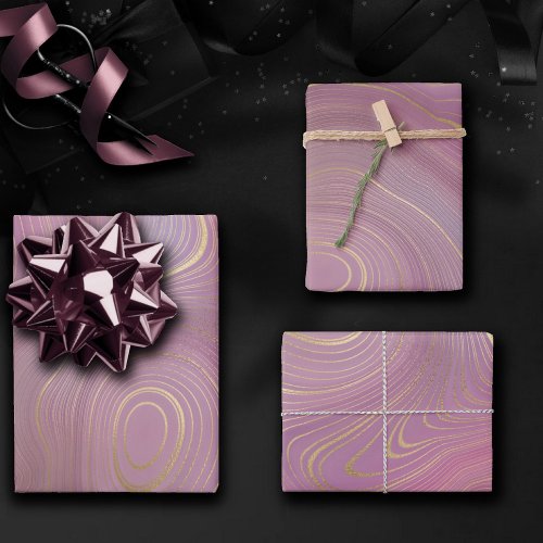 Magenta Strata  Mauve Pink and Muted Purple Agate Wrapping Paper Sheets