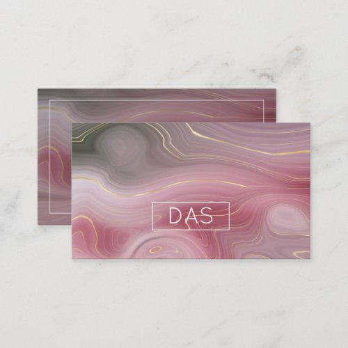 Magenta Strata  Muted Pink and Purple Monogram Business Card