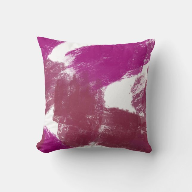 magenta stripes Throw Pillow (Front)