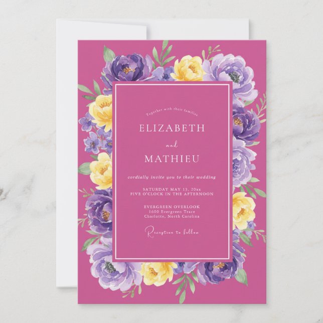 Magenta Sunlit Spring Wedding Invitation (Front)