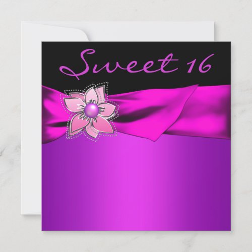 Magenta Sweet 16 Party Invitation