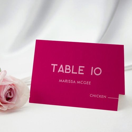 Magenta Table Name and Meal Choice Place Card