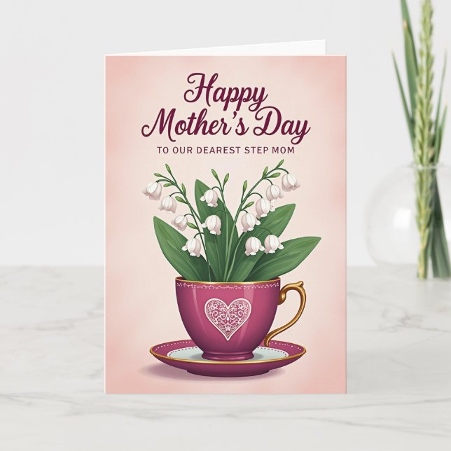 Magenta Teacup Mothers Day Card (Front)