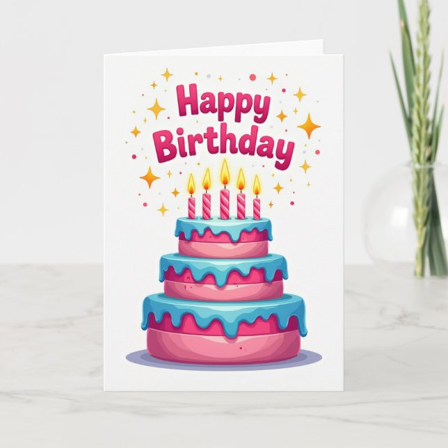 Magenta Text Birthday Card (Front)