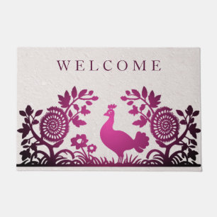Magenta Thanksgiving Turkey Floral Doormat
