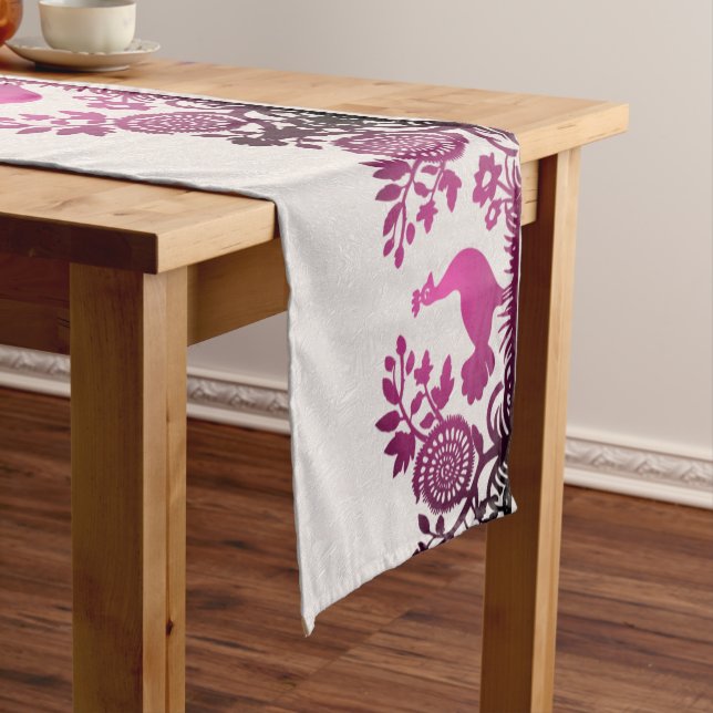 Magenta Thanksgiving Turkey Floral Table Runner (In Situ)