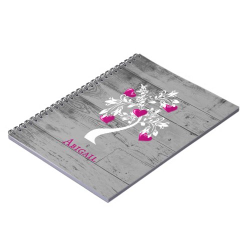 Magenta Tree of Hearts Personalized Notebook