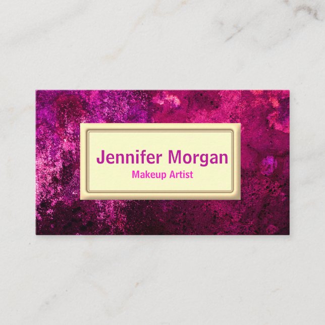 Magenta Trendy Modern Abstract Gold Makeup Artist Business Card (Front)
