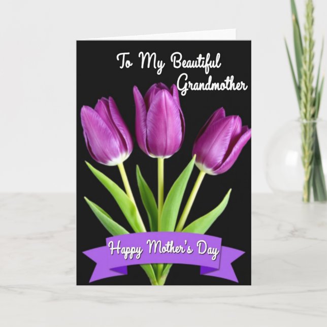 Magenta Tulip Grandmothers Card (Front)