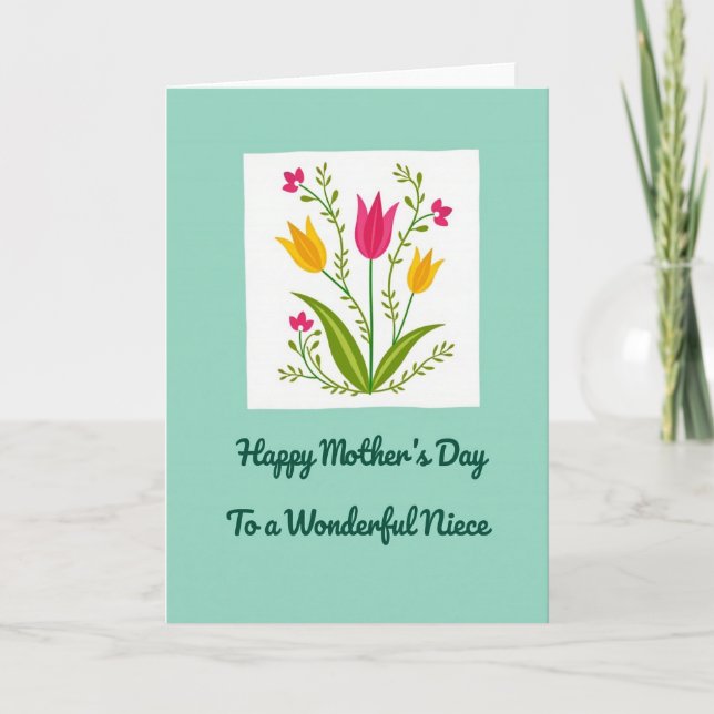 Magenta Tulip Mothers Day Card (Front)