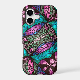 Magenta Turquoise Black Purple 80s Micro Doodle iPhone 17 Case