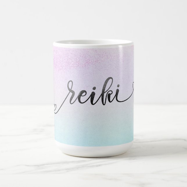*~*  Magenta Turquoise Mint Black Glitter REIKI Coffee Mug (Center)
