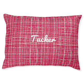 Magenta twisted plaid pet bed