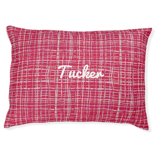 Magenta twisted plaid pet bed